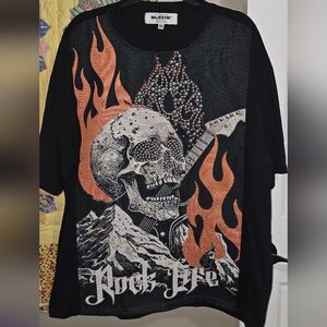 Majestik Rock On Skull Tapestry Jacquard T-shirt in black